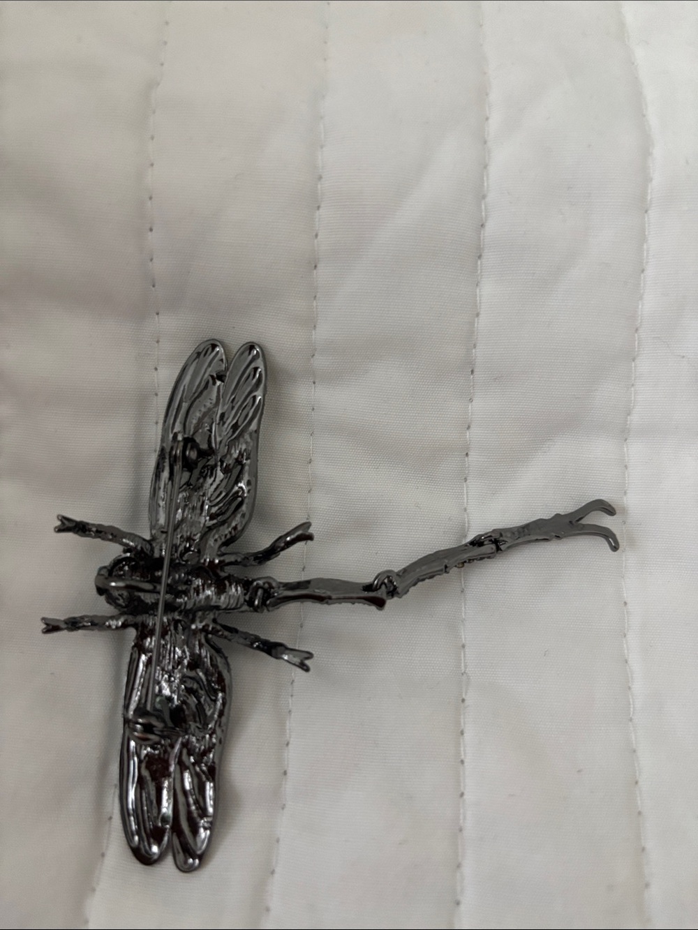 Blue and Teal Dragonfly Brooch with Crystal Accents - Picture 2 of 2